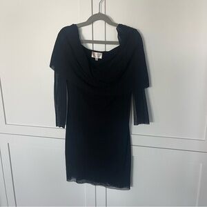 Viviana Petit Pois Black Dress Tunic with Sheer Details small